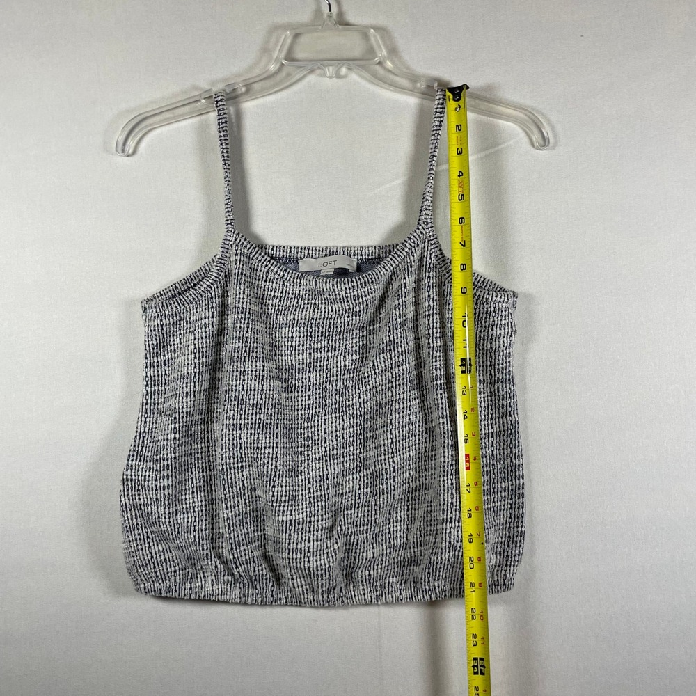 LOFT Petite Textured Striped Camisole Tank Top White Black - Size LP - Picture 5 of 7